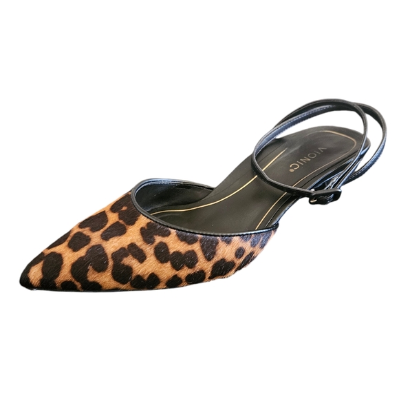 Vionic Jaynda Leopard Print Leather Calf Hair Pointed Toe Kitten Heels Size 8 - Picture 4 of 8